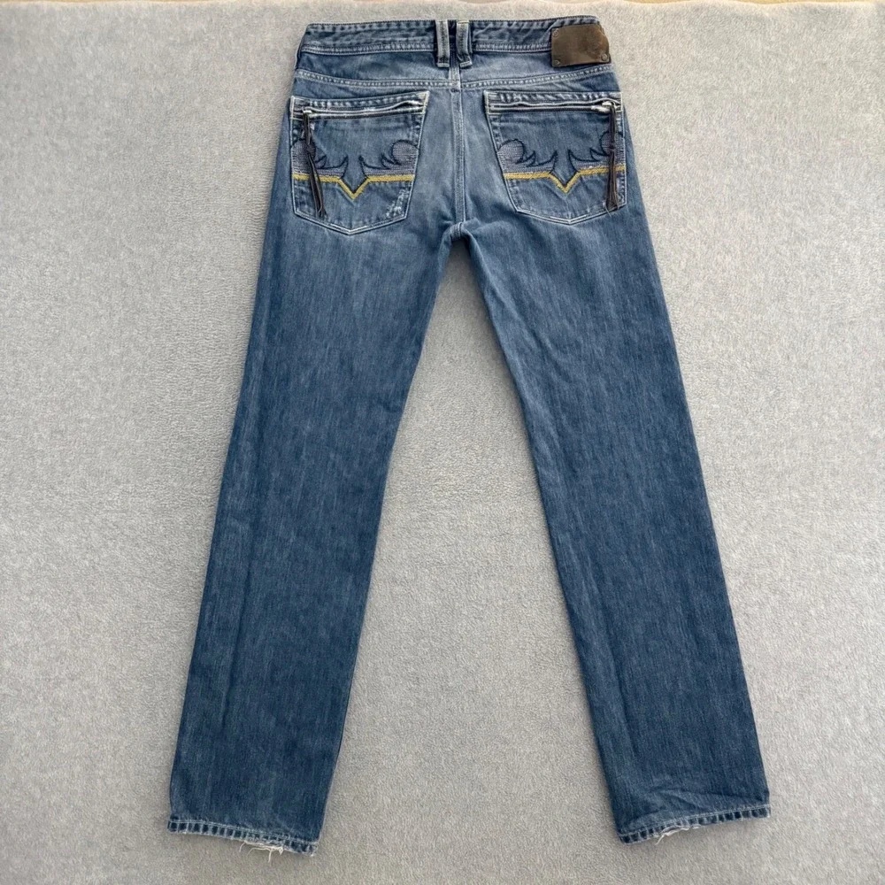 Diesel Yarik Mens 30x32 Straight Leg Distressed Blue Jeans Wash 0070Y Italy
